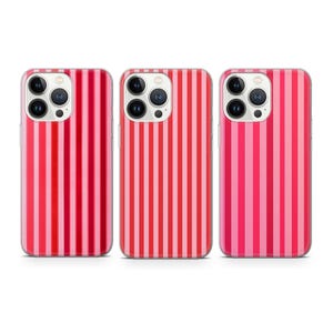 Étui pour téléphone à rayures rouges et lignes roses, adapté pour iPhone 16 15 14 13 12 11 Pro Max Xr 8 Plus, Samsung S25 S24 S23 FE A16 A15 A55, Pixel 9 8