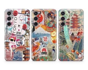 Funda japonesa para teléfono Lucky Cat Tokyo compatible con Samsung S26 S25 S24 S23 S22 Plus Ultra FE S10 Galaxy Note 20 A16 A17 A57 A56 A16 A25