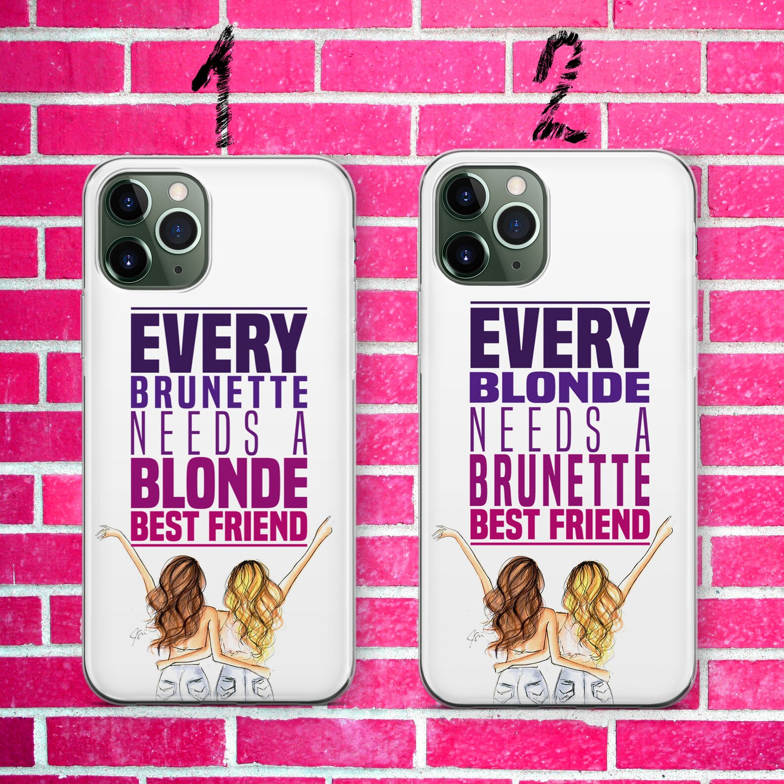 Best friend Phone Case bff Cover for iPhone 12 7 8 XS XR Etsy