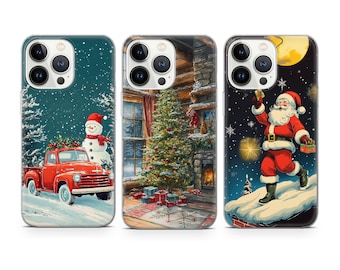 Christmas Phone Case Santa Xmas tree cover fit for iPhone 18 17 16 15 14 13 Pro Max Xr Xs, Google Pixel 10 Pro XL 9 8 7 6, Samsung S26 S25