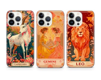 Zodiac Phone case Tarot Cards Horoscope cover fit for iPhone 17 16 15 14 13 12 Pro Max Xr Xs, Google Pixel 10 Pro XL 9 8 7 6, Samsung S25