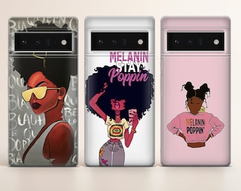 Coque noire en mélanine pour téléphone portable pour fille, compatible avec Google Pixel 10 Pro XL 9 8 7 6 Pro 6A 3XL 5 4, iPhone 17 16, Samsung A15 S24 Ultra, S23 FE
