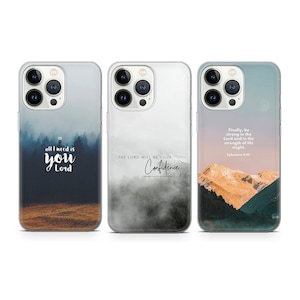 Bible Verse Phone Case Mountains Christian cover fit for iPhone 17 16 15 14 13 12 Pro Max Xr Xs, Google Pixel 10 Pro XL 9 8 7 6, Samsung S25