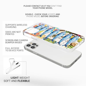 May include: A clear phone case with a design of blue fish. The case is shown on a white phone, with text that reads "PLEASE CONTACT US IF YOU DON'T FIND YOUR PHONE MODEL" and "LIGHT WEIGHT SOFT AND FLEXIBLE".