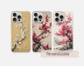 Cherry Blossom Phone Case Sakura cover fit for iPhone 17 16 15 14 13 12 Pro Max Xr Xs, Google Pixel 10 Pro XL 9 8 7  Samsung S26 S25 FE