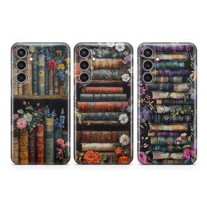 Coque de téléphone livresque vintage florale pour Samsung S25 S24 S23 S22 S21 Plus Ultra FE S10 Galaxy Note 20 A15 A16 A55 A56 A14 A25 A24 A05