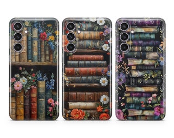 Bookish Phone Case Vintage Floral cover fit for Samsung S25 S24 S23 S22 S21 Plus Ultra FE S10 Galaxy Note 20 A15 A16 A55 A56 A14 A25 A24 A05