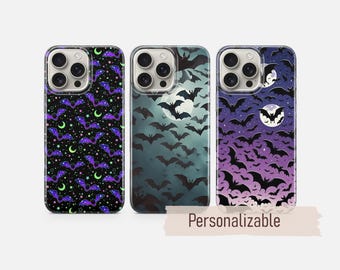 Bat Phone Case Gothic Spooky Halloween Cover fit for iPhone 17 16 15 14 13 12 Pro Max Xr Xs, Google Pixel 10 Pro XL 9 8 7 6, Samsung S26 S25
