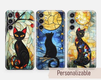 Cat Phone Case Stained Glass Print cover fit for Samsung S26 S25 S24 S23 S22 Plus Ultra FE S10 Galaxy Note 20 A16 A17 A57 A56 A16 A25 A05