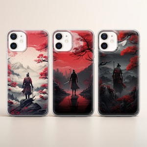 Funda de teléfono con diseño de samurái, compatible con iPhone 17, 16, 15, 14, 13, 12 Pro Max, Xr, Xs, Google Pixel 10 Pro XL, 9, 8, 7, 6 y Samsung S25, S24 FE.