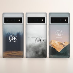 Bible Verse Phone Case Mountains Christian cover fit for Google Pixel 10 Pro XL 9 8 7 6 Pro 6A 3XL 5 4, iPhone 17 16, Samsung A15 S24