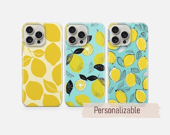 Funda para teléfono con diseño de limón y hojas de cítricos, compatible con iPhone 17, 16, 15, 14, 13, 12 Pro Max, Xr, Xs, Google Pixel 10 Pro XL, 9, 8, 7, 6 y Samsung S26 y S25.