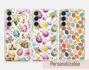 Funda para teléfono con diseño de huevo de Pascua y conejito pastel, compatible con Samsung S26, S25, S24, S23, S22 Plus Ultra, FE, S10, Galaxy Note 20, A16, A17, A57, A56, A16, A25 y A05s.