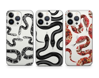 Funda transparente con diseño de serpiente para iPhone 18, 17, 16, 15, 14, 13 Pro Max, Xr, Xs, Google Pixel 10 Pro XL, 9, 8, 7, 6 y Samsung S26 S25 FE.
