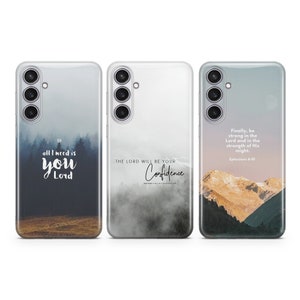 Bibel Vers Handyhülle Berge christliche Abdeckung passend für Samsung S25 S24 S23 S22 S21 Plus Ultra FE S10 Hinweis 20 A15 A16 A55 A56 A14 A25