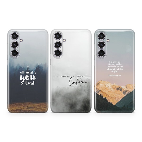 Bible Verse Phone Case Mountains Christian cover fit for Samsung S24 S23 S22 S21 S20 Plus Ultra FE S10 Note 20 A15 A14 A54 A55 A13 A25