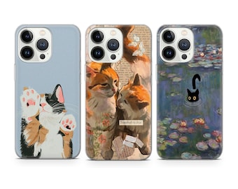 Cat Phone Case Cute Kittens cover fit for iPhone 18 17 16 15 14 13 Pro Max Xr Xs, Google Pixel 10 Pro XL 9 8 7 6, Samsung S26 S25 FE