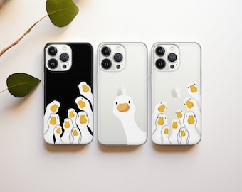 Clear Funny Duck Phone Case Goose cover fit for iPhone 17 16 15 14 13 12 Pro Max Xr Xs, Google Pixel 10 Pro XL 9 8 7 6, Samsung S26 S25 FE