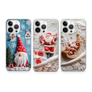 Custodia per telefono Babbo Natale con effetto 3D, adatta per iPhone 16 15 14 13 12 11 Pro Max Xr 8 Plus, Samsung S25 S24 S23 FE A16 A15 A55 Pixel 9