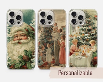 Vintage Christmas Phone Case Nostalgic cover fit for iPhone 18 17 16 15 14 13 Pro Max Xr Xs, Google Pixel 10 Pro XL 9 8 7 6 Samsung S26 S25