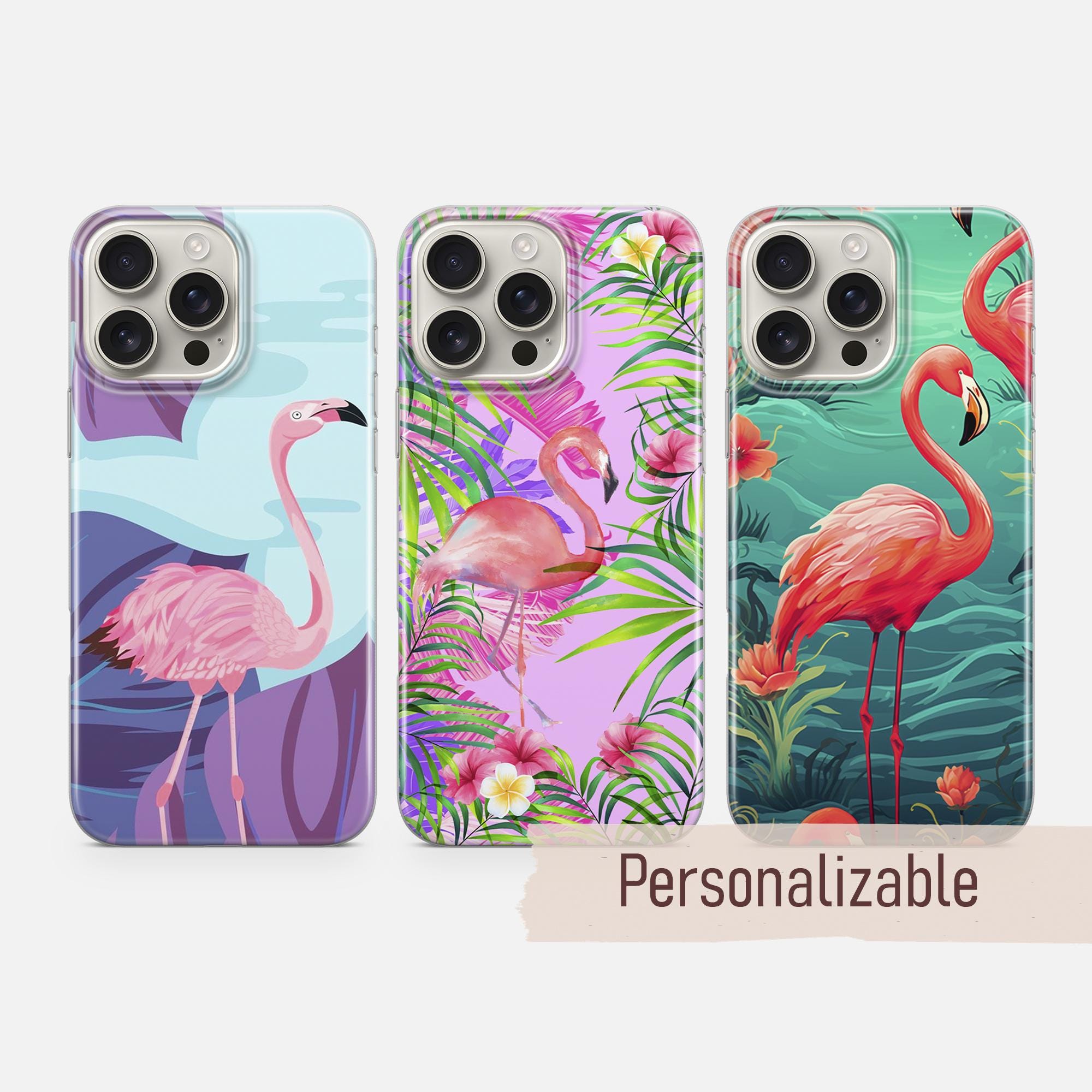 Flamingo phone case Tropical Cover fit for iPhone 17 16 15 14 13 12 Pro Max  Xr Xs, Google Pixel 10 Pro XL 9 8 7 6, Samsung S26 S25 FE
