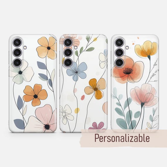 Minimalist Phone case Floral Pastel cover fit for Samsung S26 S25 S24 S23 S22 Plus Ultra FE S10 Galaxy Note 20 A16 A17 A57 A56 A16 A25 A05