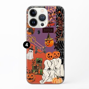 May include: A clear phone case with a Halloween theme. The case features a purple background with a variety of Halloween imagery, including pumpkins, ghosts, spiders, and a witch. The text "You Say Witch Like It's A Bad Thing" is printed on the case.