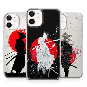 Funda de teléfono Samurai con arte japonés, compatible con iPhone 17, 16, 15, 14, 13, 12 Pro Max, Xr, Xs, Google Pixel 10 Pro XL, 9, 8, 7, 6 y Samsung S25, S24 FE.