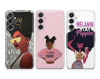 Afro-telefoonhoes, melanine-cover geschikt voor Samsung S26 S25 S24 S23 S22 Plus Ultra FE S10 Galaxy Note 20 A16 A17 A57 A56 A16 A25 A24 A05 A32 A33