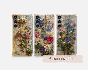 Bookcore Phone case Pressed Flower Print cover fit for Samsung S26 S25 S24 S23 S22 Plus Ultra FE S10 Galaxy Note 20 A16 A17 A57 A56 A14 A25