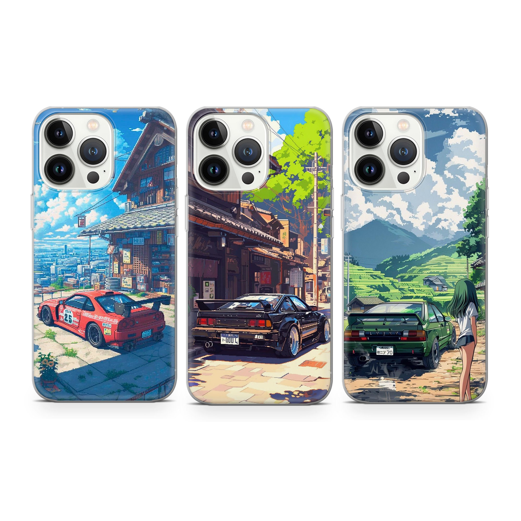 JDM Phone Case Cars Pixel Art Cover Fit for iPhone 17 16 15 14 13 12 ...