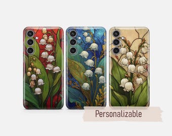 Lily of the valley Phone Case Stained Glass Print cover fit for Samsung S26 S25 S24 S23 S22 Plus Ultra FE S10 Galaxy Note 20 A16 A17 A57 A56