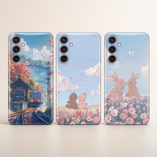 Korean phone case Cute Kawaii cover fit for Samsung S24 S23 S22 S21 S20 Plus Ultra FE S10 Galaxy Note 20 A15 A14 A54 A53 A13 A25 A24 A23