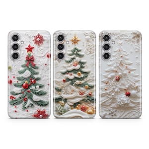 Custodia per telefono con albero di Natale effetto 3D, carina cover natalizia adatta per Samsung S25 S24 S23 S22 S21 Plus Ultra FE S10 Galaxy Note 20 A15 A16 A55 A56 A14