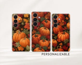 Funda para teléfono con diseño de calabaza, acogedora funda otoñal compatible con Samsung S26 S25 S24 S23 S22 Plus Ultra FE S10 Galaxy Note 20 A16 A17 A57 A56 A16 A25 A05s
