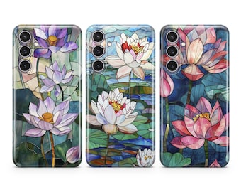 Lotus Phone Case Stained Glass Print cover fit for Samsung S26 S25 S24 S23 S22 Plus Ultra FE S10 Galaxy Note 20 A16 A17 A57 A56 A16 A25 A05