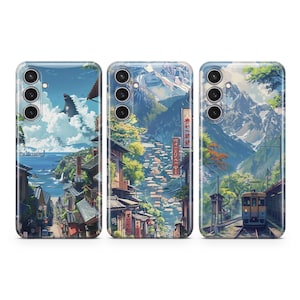 Anime Phone Case Japanese Street Mountains cover fit for Samsung S25 S24 S23 S22 S21 Plus Ultra FE S10 Galaxy Note 20 A16 A17 A55 A56 A25