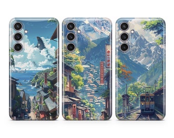 Anime Phone Case Japanese Street Mountains cover fit for Samsung S26 S25 S24 S23 S22 Plus Ultra FE S10 Galaxy Note 20 A16 A17 A57 A56 A25
