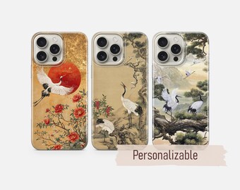 Coque de téléphone à motif de grue et héron, compatible avec iPhone 18, 17, 16, 15, 14, 13 Pro Max, XR, XS, Google Pixel 10 Pro XL, 9, 8, 7, 6 et Samsung S26/S25