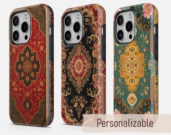Persian Rug Phone Case Boho Carpet Tough cover fit for iPhone 16 15 14 13 12 11 Pro Max Xr 8 Plus, Samsung S25 S24 S23 FE A16 A55, Pixel 9 8