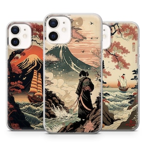 Funda de teléfono japonesa estética compatible con iPhone 17, 16, 15, 14, 13, 12 Pro Max, Xr, Xs, Google Pixel 10 Pro XL, 9, 8, 7, 6, Samsung S25, S24 FE.