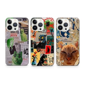 Katzen Handyhülle Lustige Katzen Hülle passend für iPhone 16 15 14 13 12 11 Pro Max Xr 8 Plus, Samsung S25 S24 S23 FE A16 A15 A55, Pixel 9