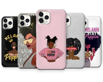 Afro Phone case Melanin cover fit for iPhone 15 Pro Max, 14, 13, 12, 11, XR, XS, 8+, Samsung S24, S23, S22 Fe, A14, A15, A53, A32,