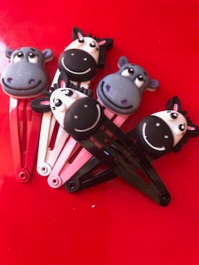 Girls Hair Clips Animated Barrettes Children Hair Clips Hippopotamus Jungle Friends Hair Clips