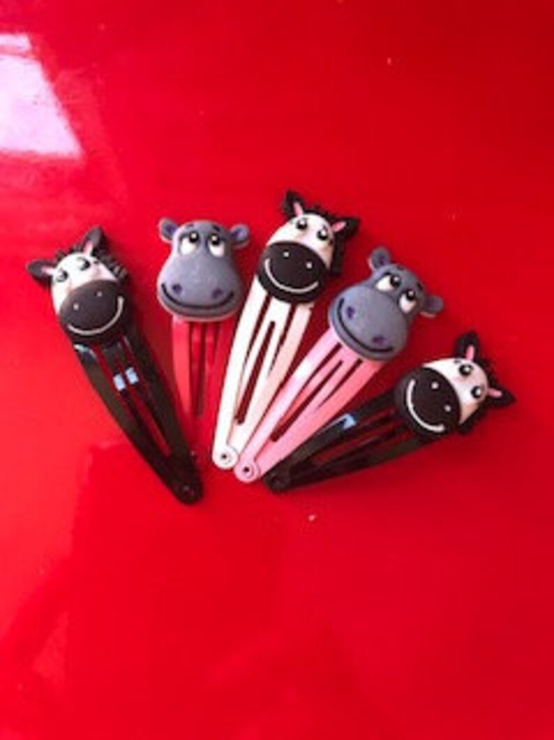 Girls Hair Clips Animated Barrettes Children Hair Clips Hippopotamus Jungle Friends Hair Clips