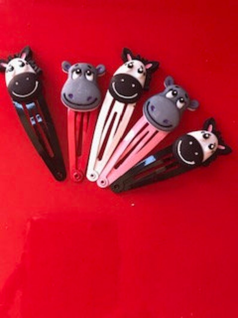 Girls Hair Clips Animated Barrettes Children Hair Clips Hippopotamus Jungle Friends Hair Clips