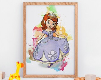Princess Sofia the First Set of 6 Prints INSTANT DOWNLOAD Printables Set of 6 Nursery Room Wall Art