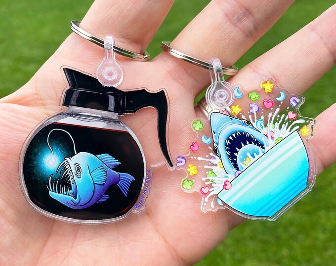 Shark Keychain Clip Neon Rainbow Charm Great White Fins Mouth Teeth Pendant Gift main image 1