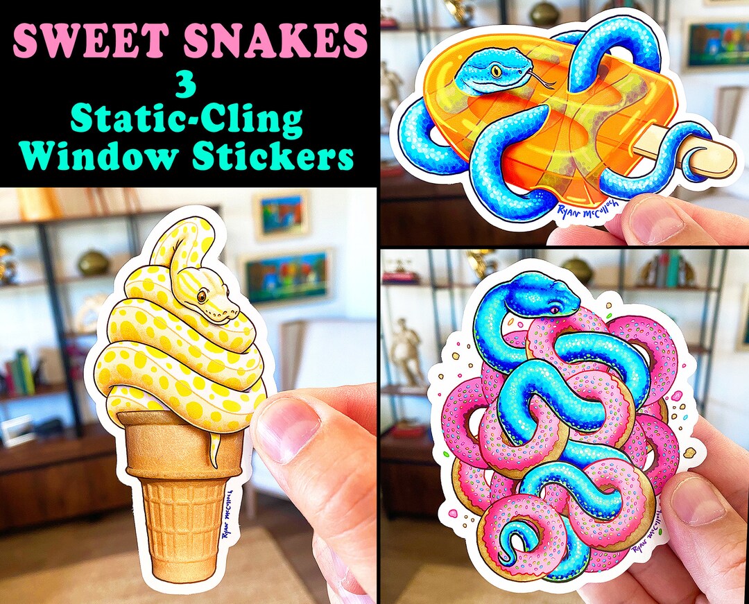 Static Cling Window Stickers! 4 Inch Snake Stickers! Indoor/outdoor ...
