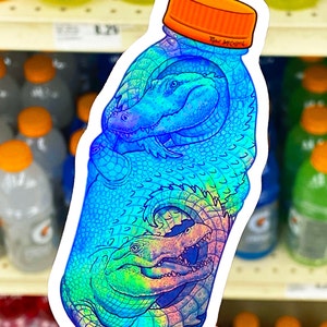 Food Animals STICKER PACK: 4 Glitter, Holographic & Clear Stickers, Alligator Gatorade, Cheeseburger Jellyfish, Cheetos Gecko, Cute Narwhal image 3